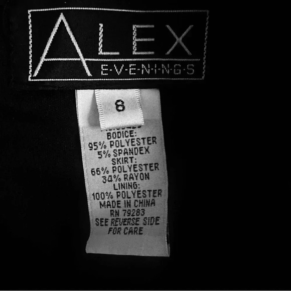 Alex Evenings Black Gray Floral Skirted Gown 8 - Picture 7 of 8